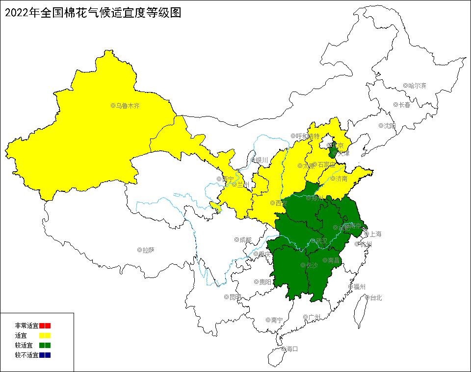 气象预警2022年5月中旬棉花气候适宜度与发育期