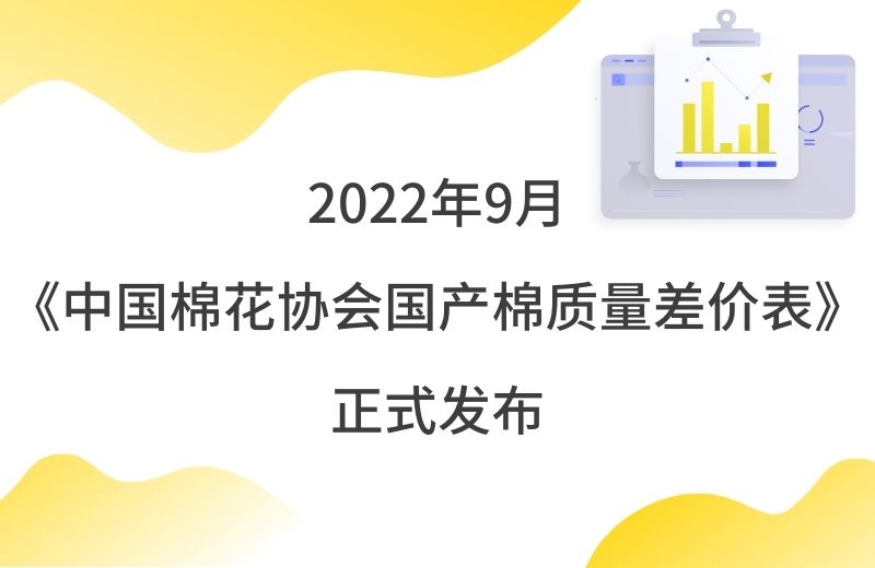 2022年9月《中国棉花协会国产棉质量差价表》正式发布