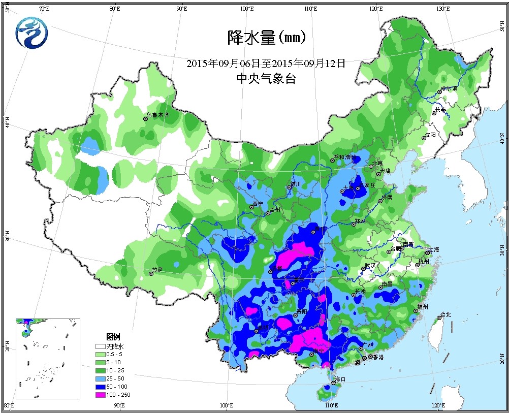 西北地区东南部,华北中西部,江南中部,华南西部,西南地区大部等地降水
